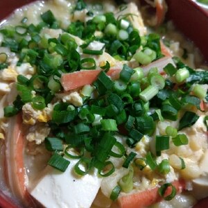 豆腐とカニカマの卵とじ丼